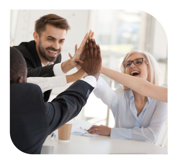 About_Rediscovering_Rev stock photo of co-workers cheering and high-fiving